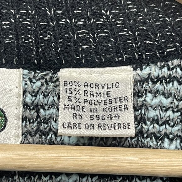 Vintage Point Zero Cardigan Sweater L Geometric Pattern Acrylic Ramie Blend - Picture 4 of 6